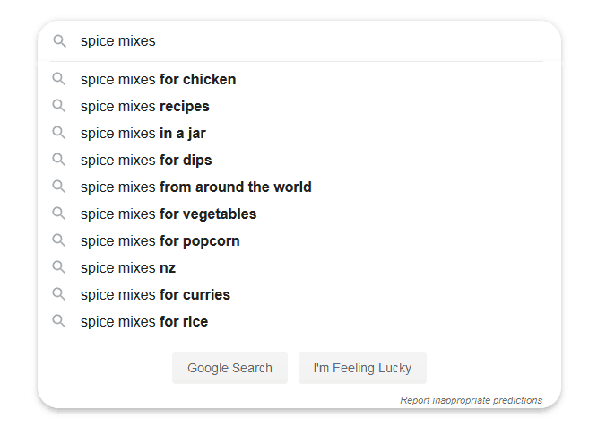 google search results for 'spice mixes'